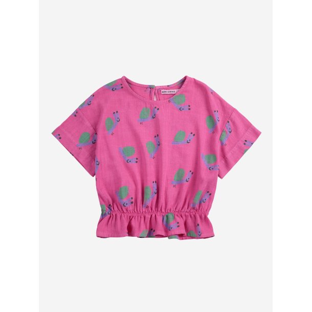 Bobo Choses Funny Snail All Over Woven Blouse Fuchsia