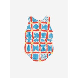 Bobo Choses  Geometric Game All Over Woven Romper Multicolor