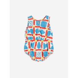 Bobo Choses  Geometric Game All Over Woven Romper Multicolor