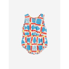 Bobo Choses  Geometric Game All Over Woven Romper Multicolor