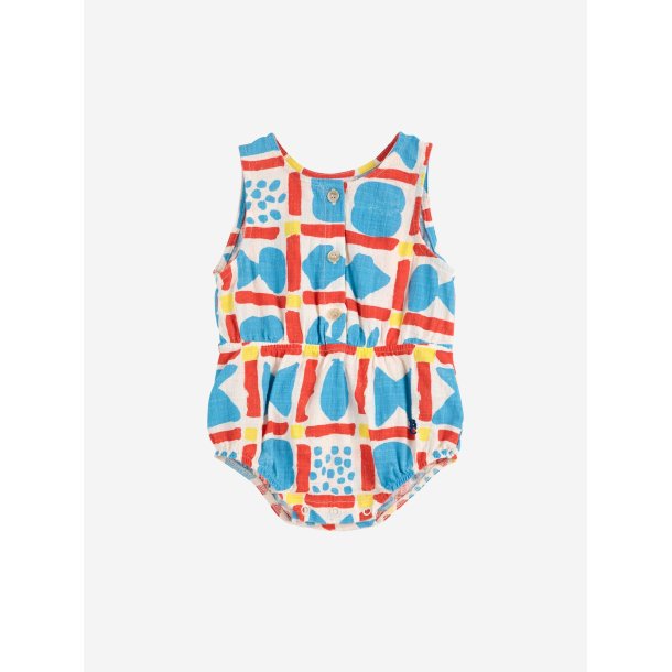 Bobo Choses  Geometric Game All Over Woven Romper Multicolor