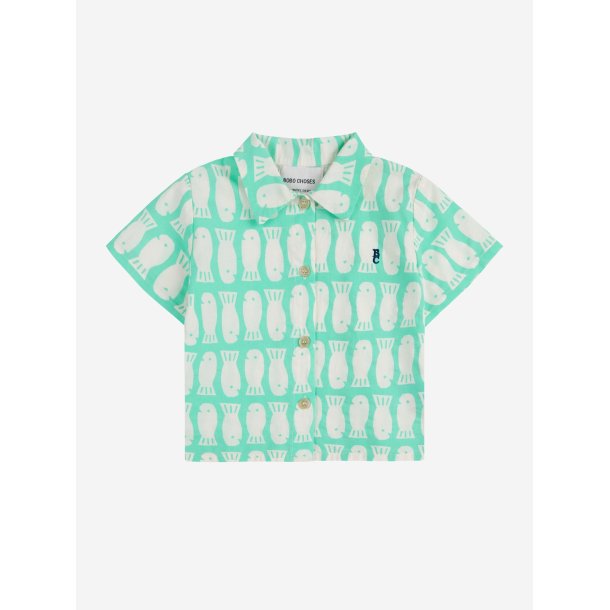 Bobo Choses Lucky Fish All Over Woven Shirt Light Green