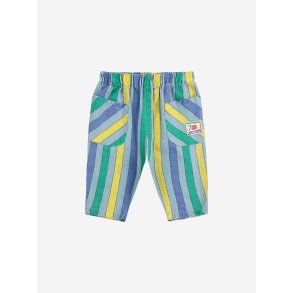 Bobo Choses Multicolor Stripes Denim Pants Light Blue