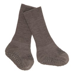 GoBabyGo Non-slip Socks Merino Wool Brown Melange