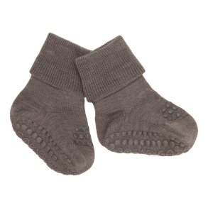 GoBabyGo Non-slip Socks Merino Wool Brown Melange
