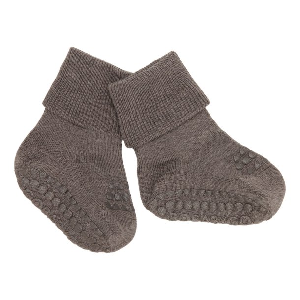 GoBabyGo Non-slip Socks Merino Wool Brown Melange