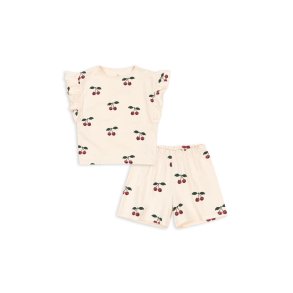 Konges Sljd Lin Frill Set GOTS Ma Grande Cerise