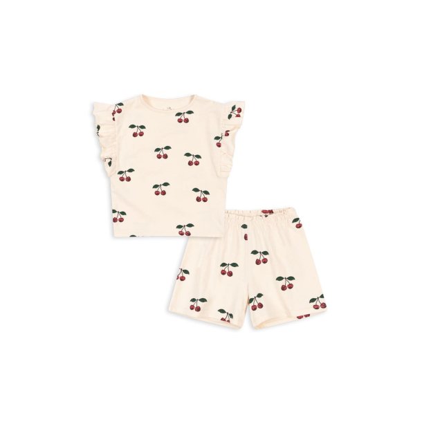 Konges Sljd Lin Frill Set GOTS Ma Grande Cerise