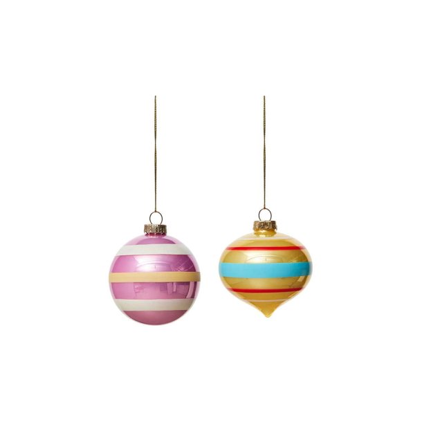 OYOY Vintage Christmas Glass Ornament Pack of 2