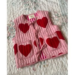 Sissel Edelbo Honey Mini Quilted Suzani Vest Burgundy Hearts