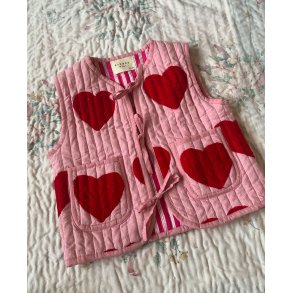 Sissel Edelbo Honey Mini Quilted Suzani Vest Burgundy Hearts