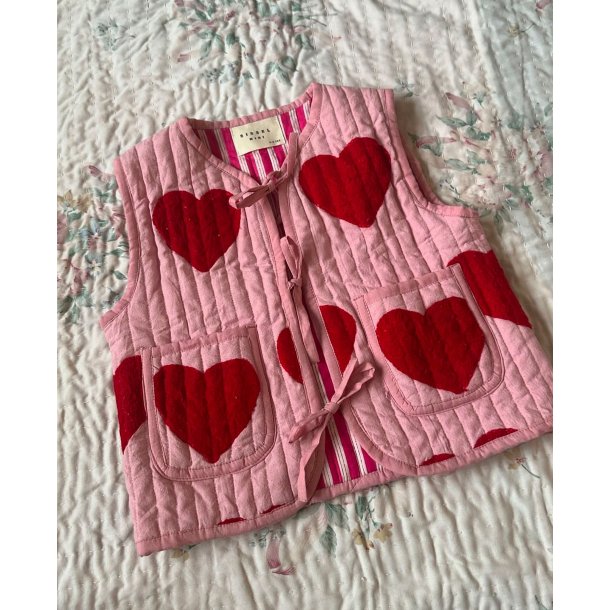 Sissel Edelbo Honey Mini Quilted Suzani Vest Burgundy Hearts