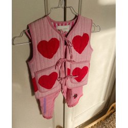 Sissel Edelbo Honey Mini Quilted Suzani Vest Burgundy Hearts