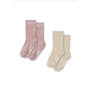 Konges Sljd 2 Pack Rib Glitter Socks Rose/Off White