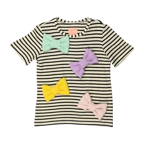 Wauw Capow Manola Bow T-Shirt Black &amp; White Stripes