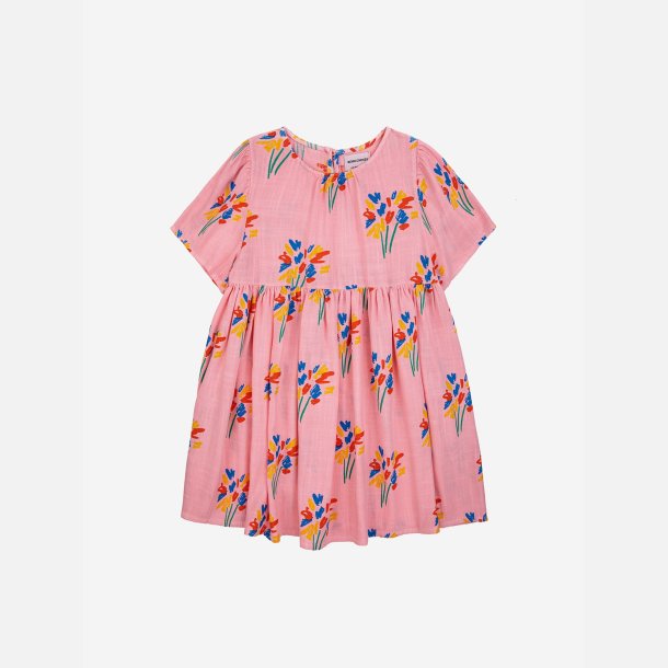 Bobo Choses Fireworks All Over Flounce Sleeves Woven Dress Pink