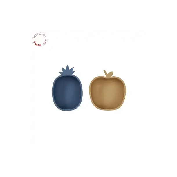 OYOY Yummy Pineapple And Apple Snack Bowl Blue Light Rubber